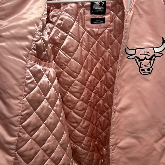 Starter Chicago Bulls Jacket Pink Satin NBA Bomber - Picture 7 of 7